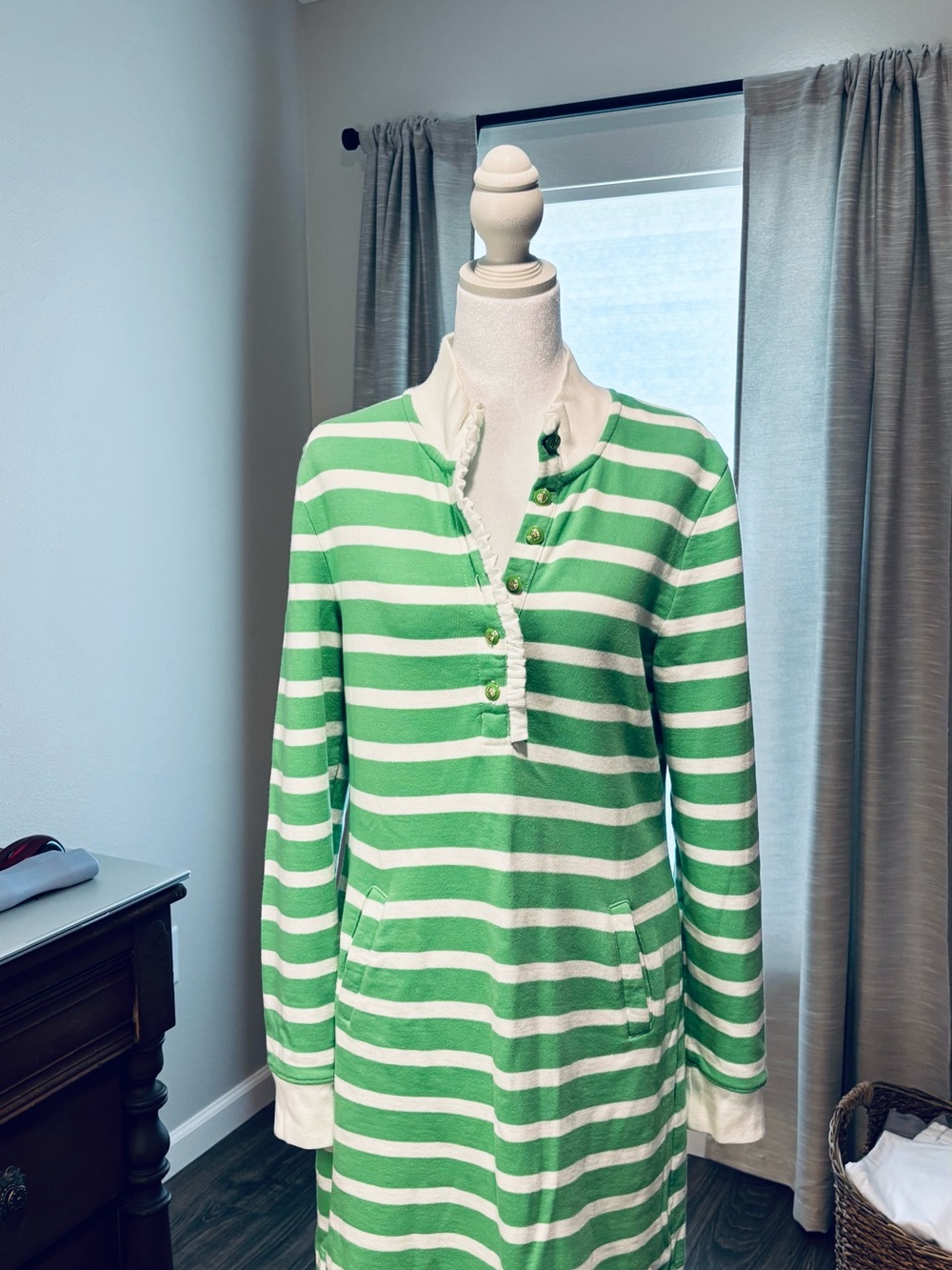 Green and White Striped Lilly Pulitzer Women’s Pullover Sweater Dress